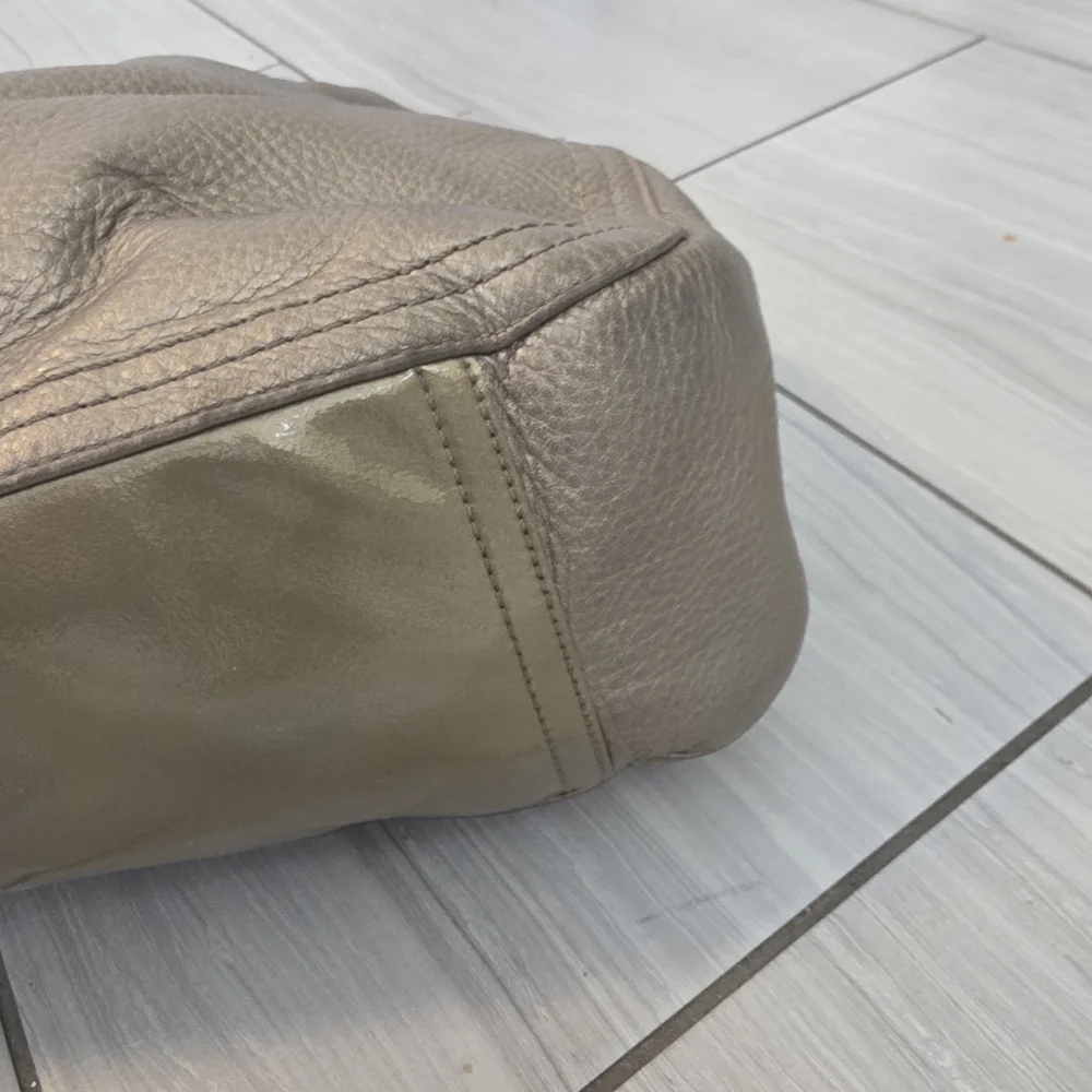 Cole Haan Metallic Taupe Leather Hobo Shoulder Bag